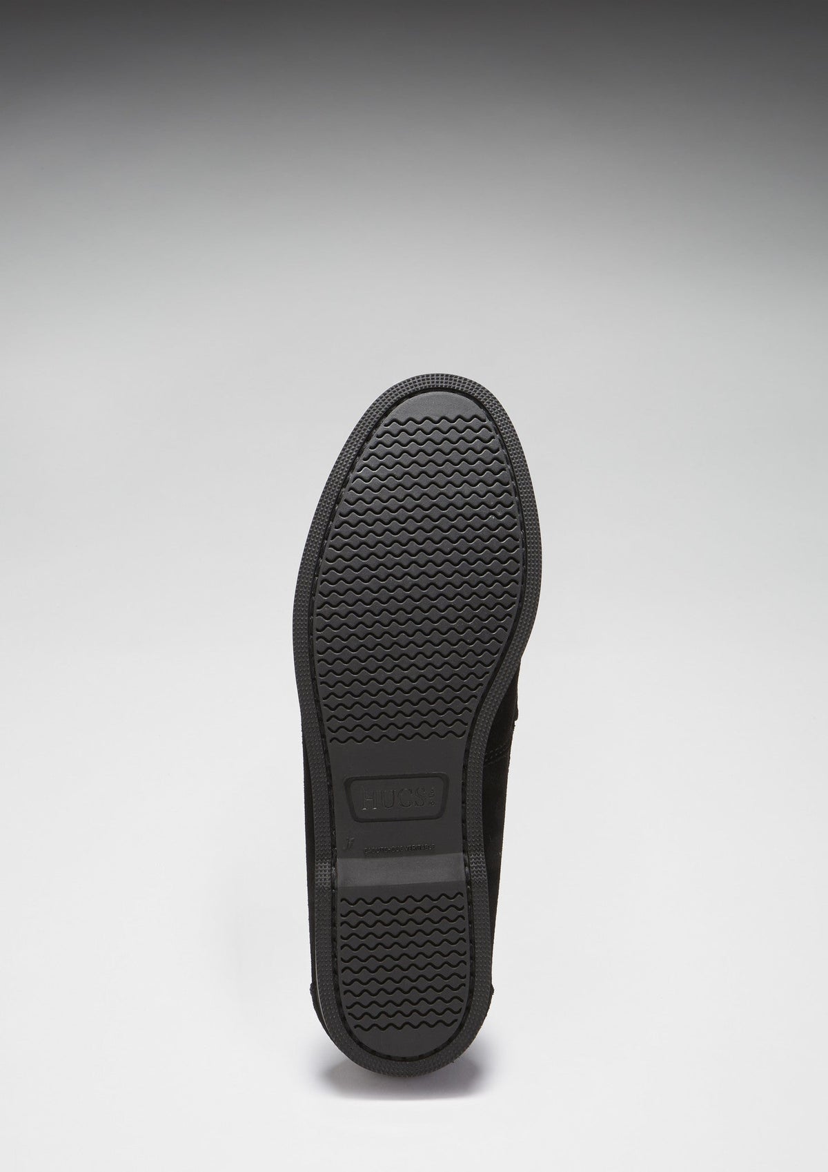 Hugs & Co. Black Italian Suede Boat Loafers with Rubber Sole for Men
