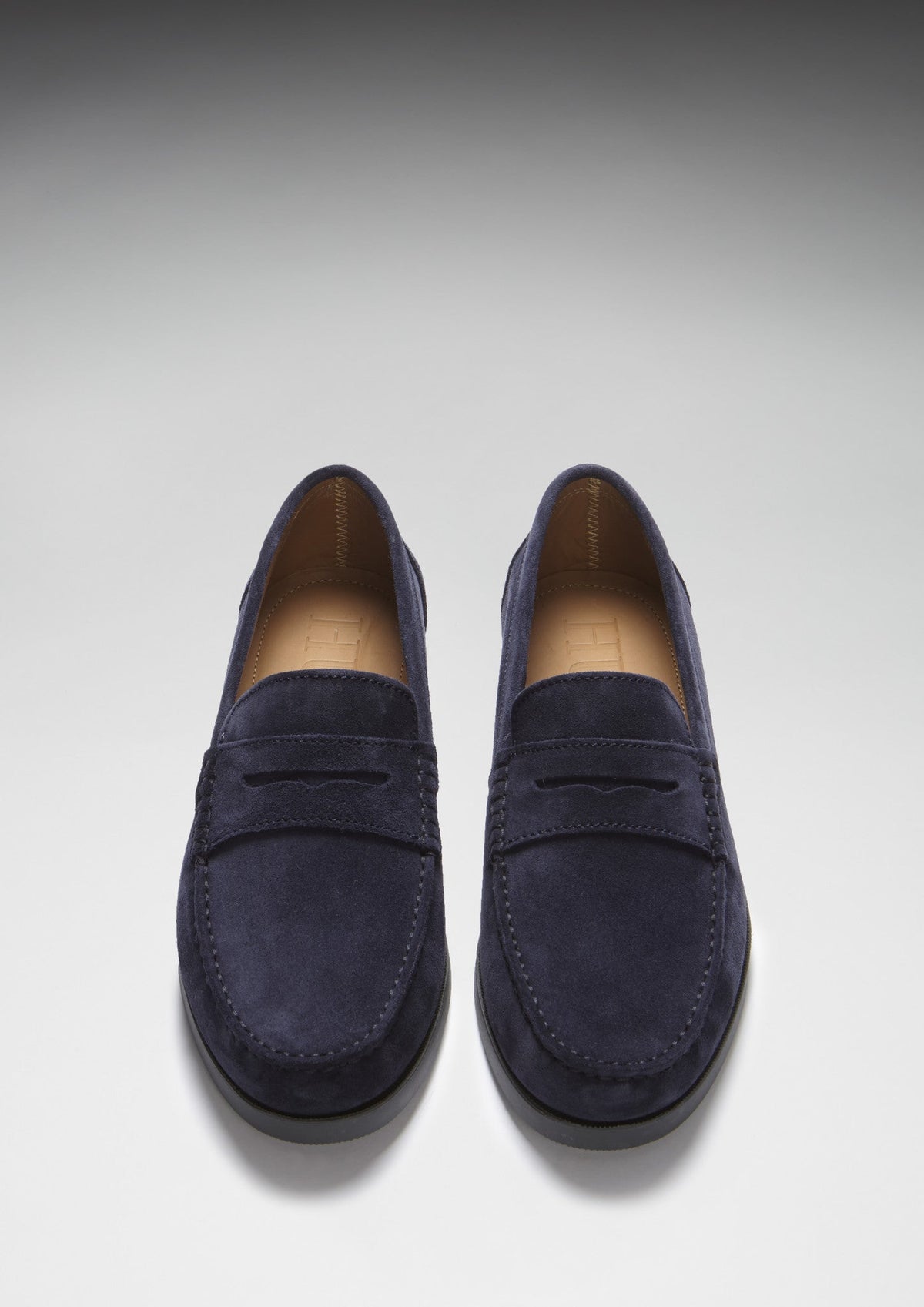Hugs & Co. Navy Blue Italian Suede Boat Loafers with Rubber Sole for Men