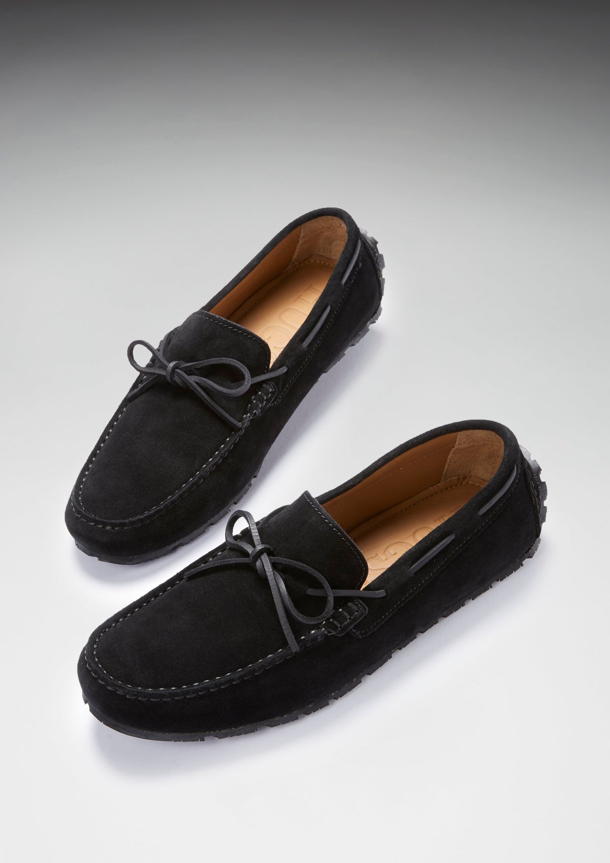 Hugs & Co. Men's Black Suede TS1 Laced Driving Loafers