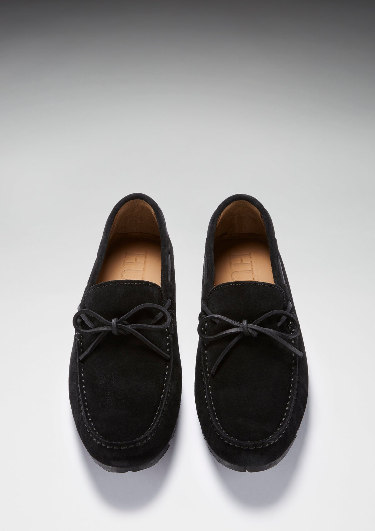 Hugs & Co. Men's Black Suede TS1 Laced Driving Loafers