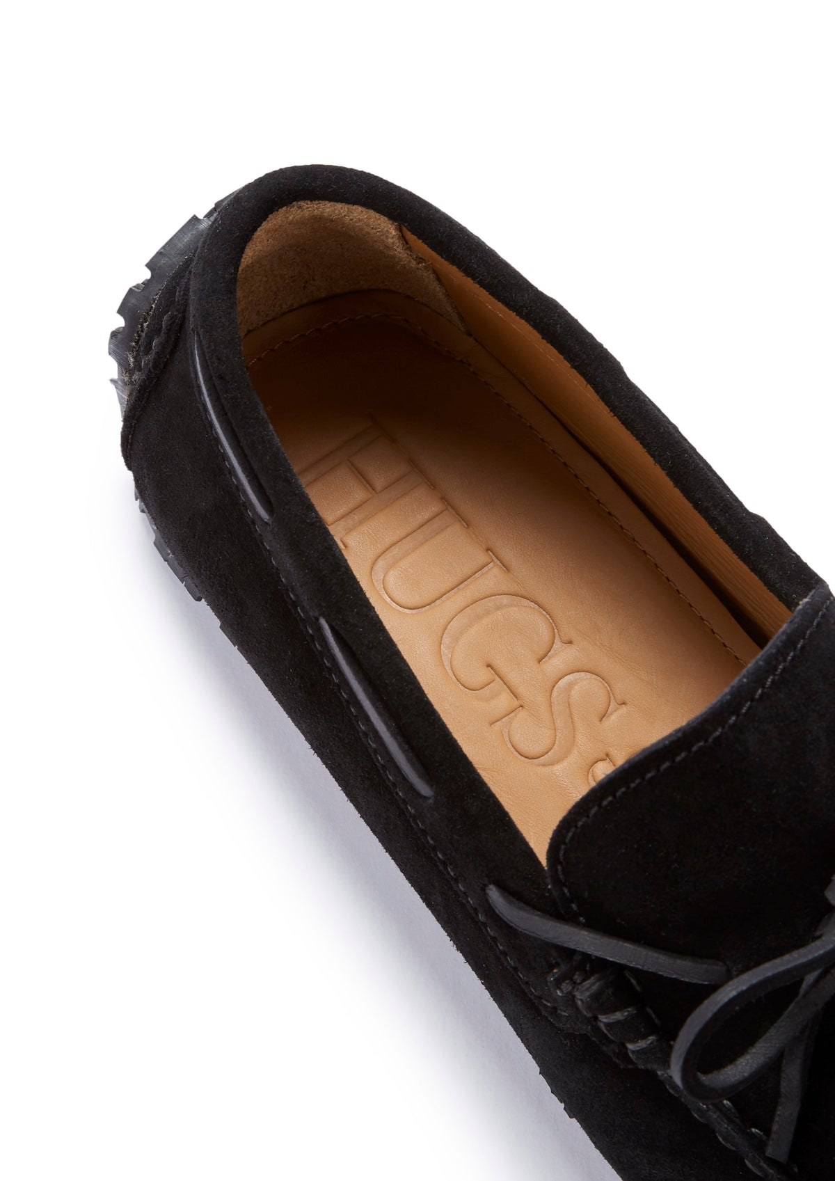 Hugs & Co. Men's Black Suede TS1 Laced Driving Loafers