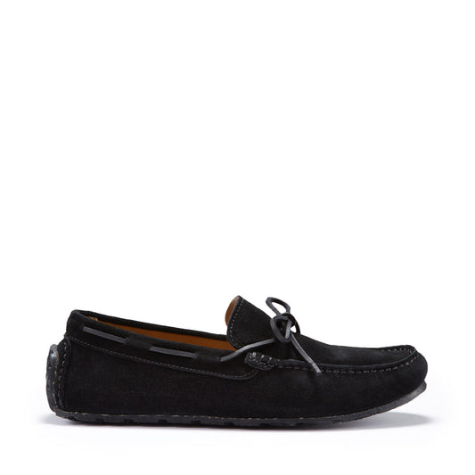 Hugs & Co. Men's Black Suede TS1 Laced Driving Loafers
