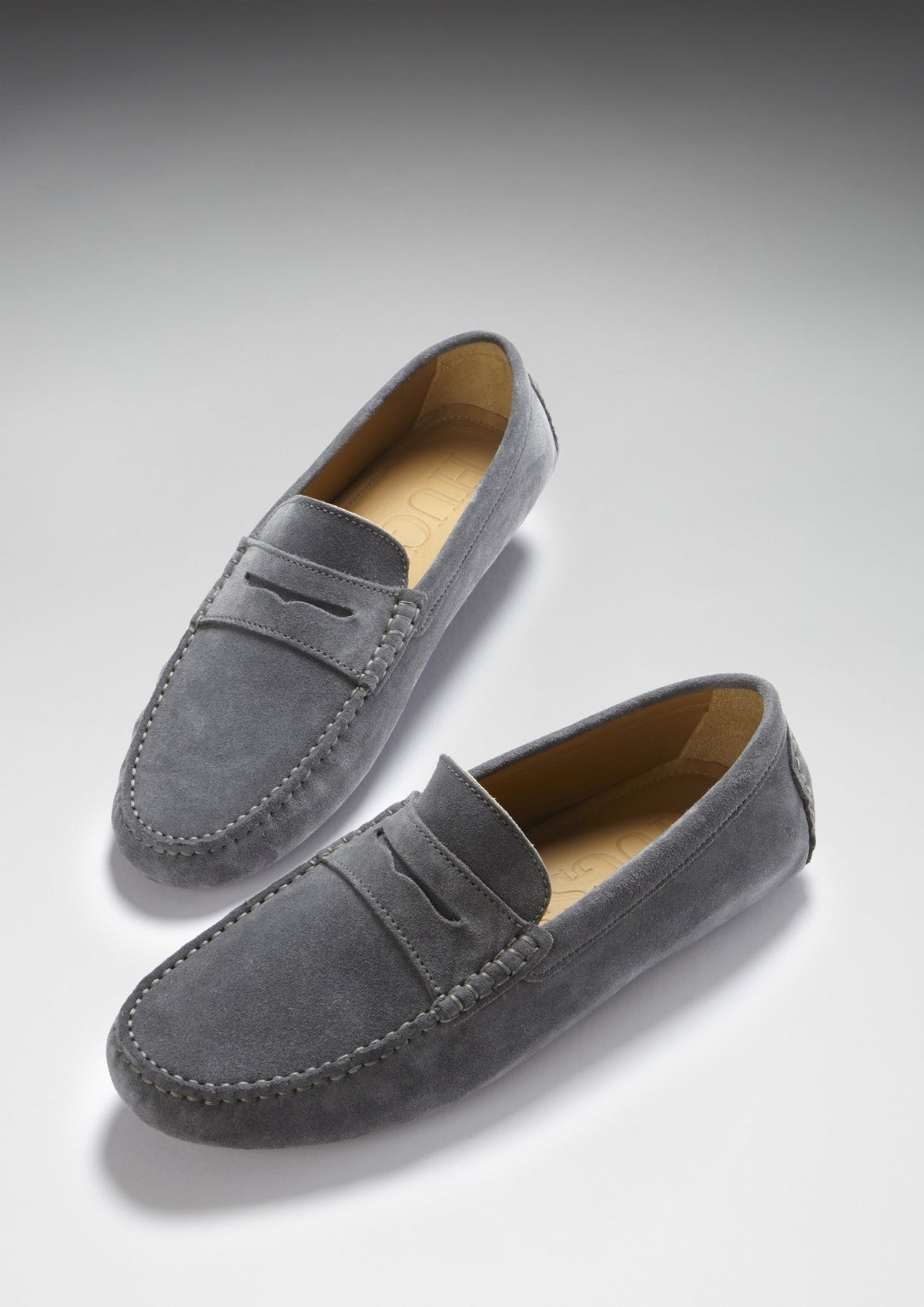 Hugs & Co. Men's Slate Grey Suede Penny Driving Loafers