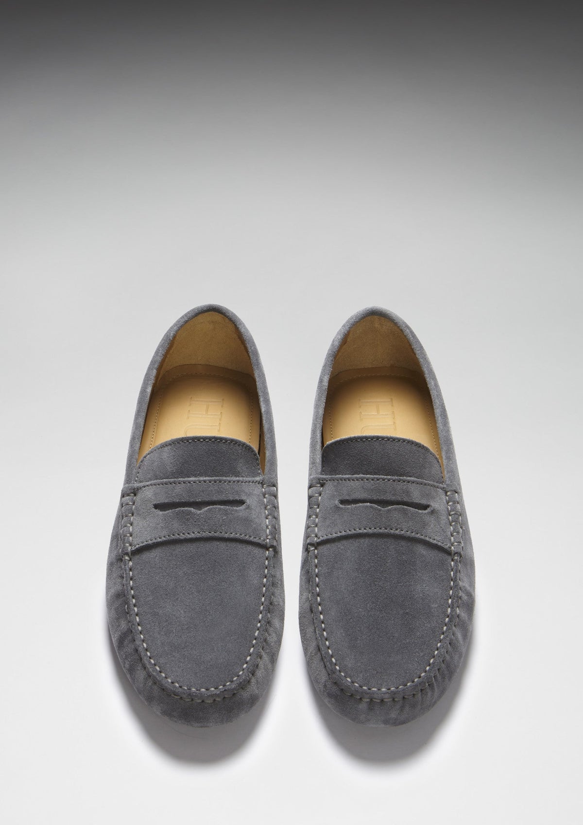 Hugs & Co. Men's Slate Grey Suede Penny Driving Loafers