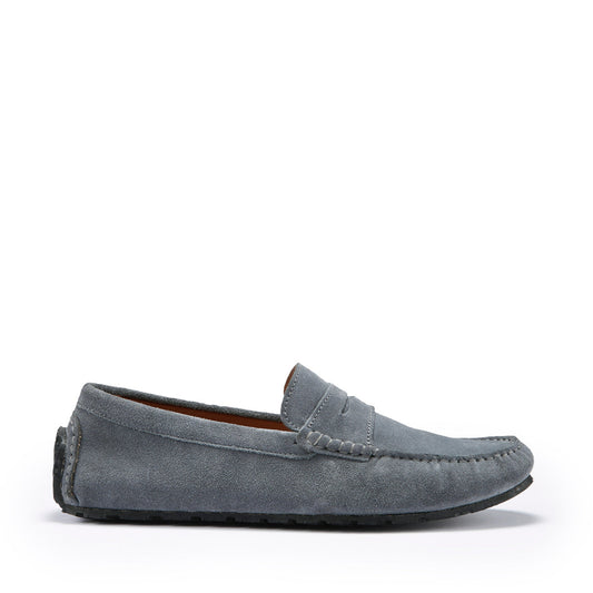 Hugs & Co. Men's Slate Grey Suede TS1 Penny Driving Loafers