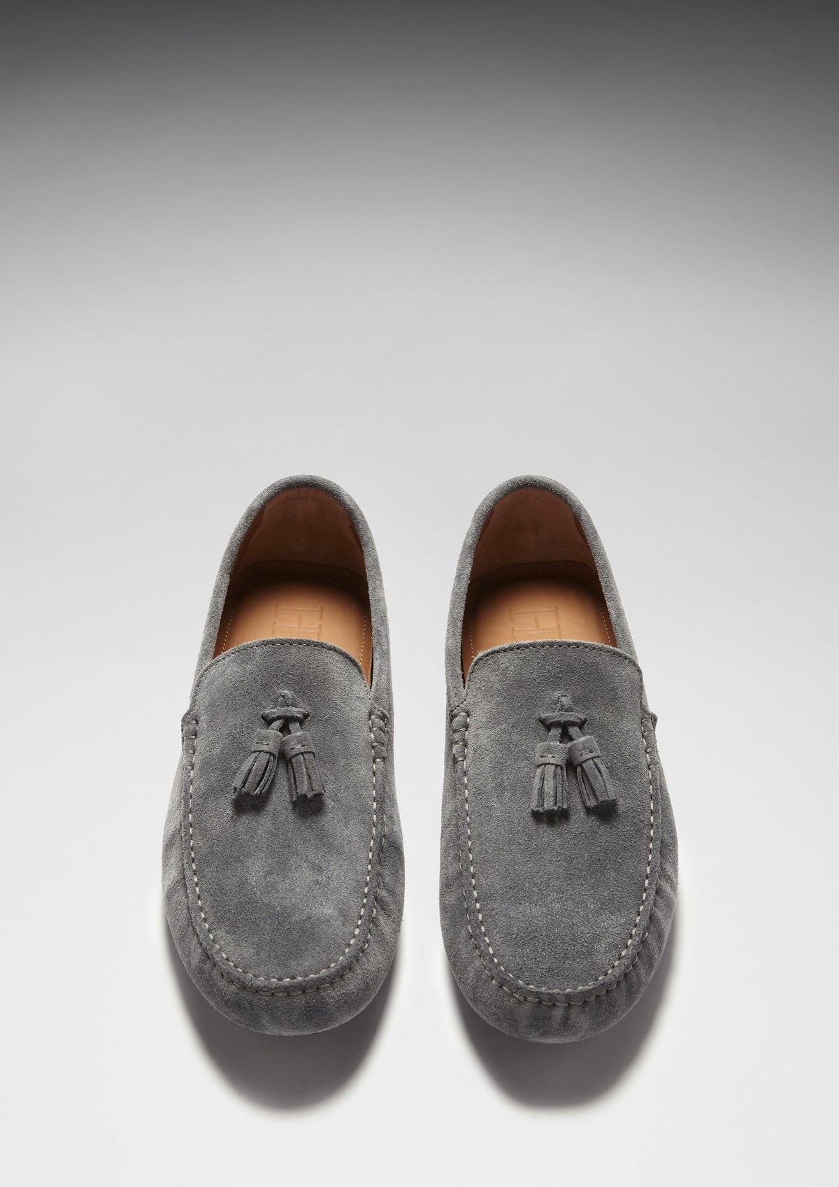 Hugs & Co. Slate Grey Suede Tasselled Driving Loafers for Men