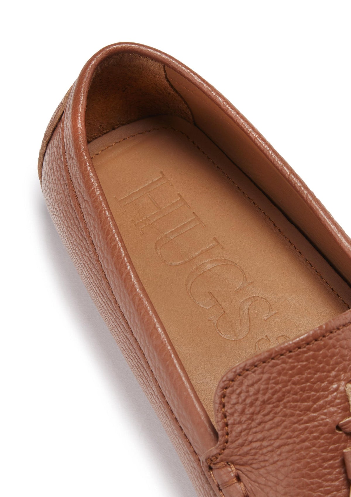Hugs & Co. Tan Grain Leather Tasselled Driving Loafers for Men