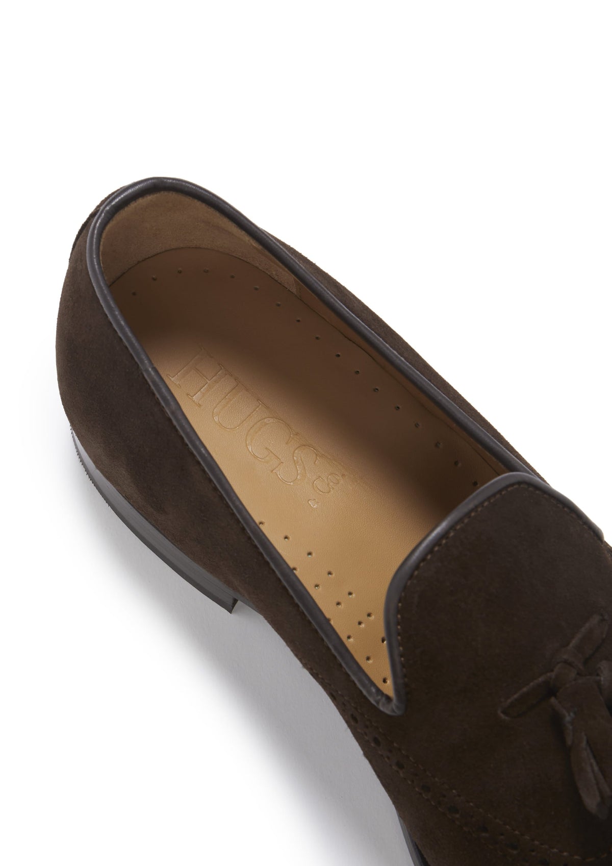 Hugs & Co. Brown Suede Tasselled Brogues with Goodyear Welted Leather Sole for Men