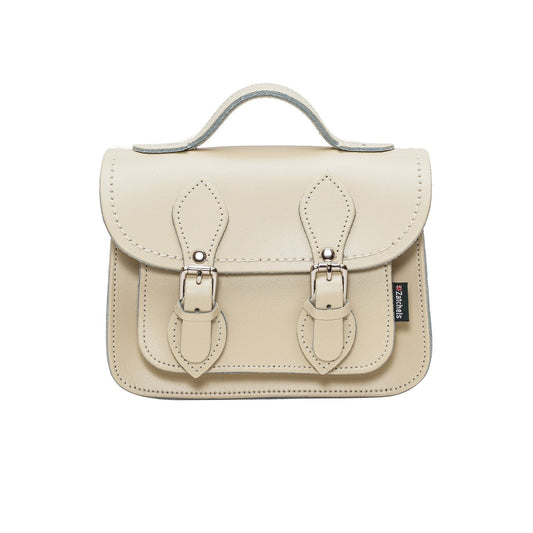 Handmade Leather Micro Satchel – Pastel Cream