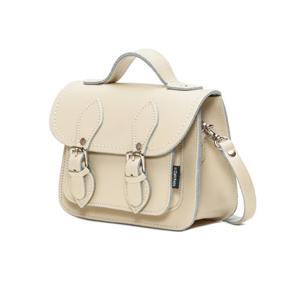 Handmade Leather Micro Satchel – Pastel Cream