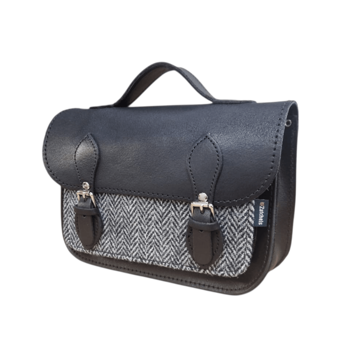Midi Tannery & Tweed Satchel - Black - Bascora
