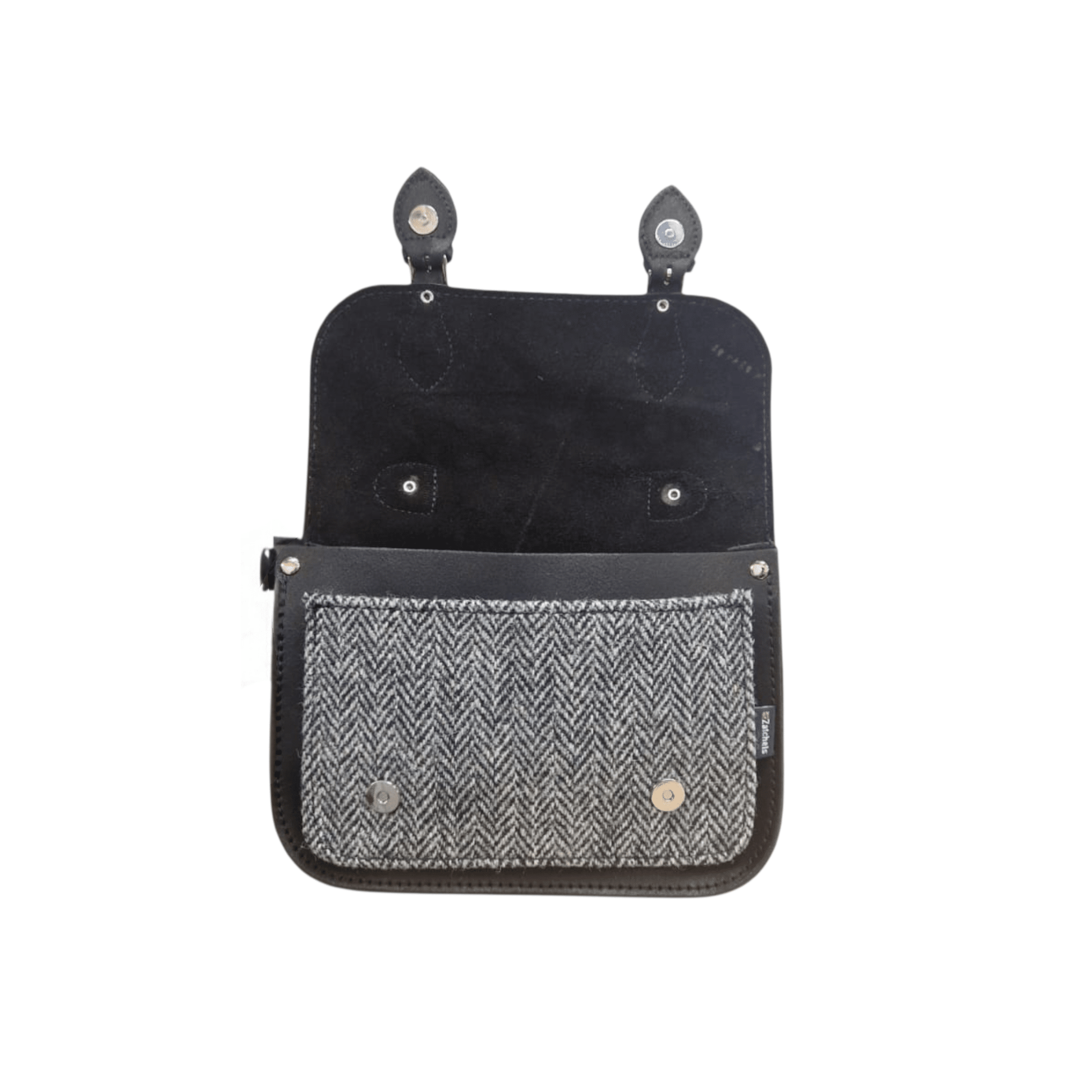 Midi Tannery & Tweed Satchel - Black - Bascora