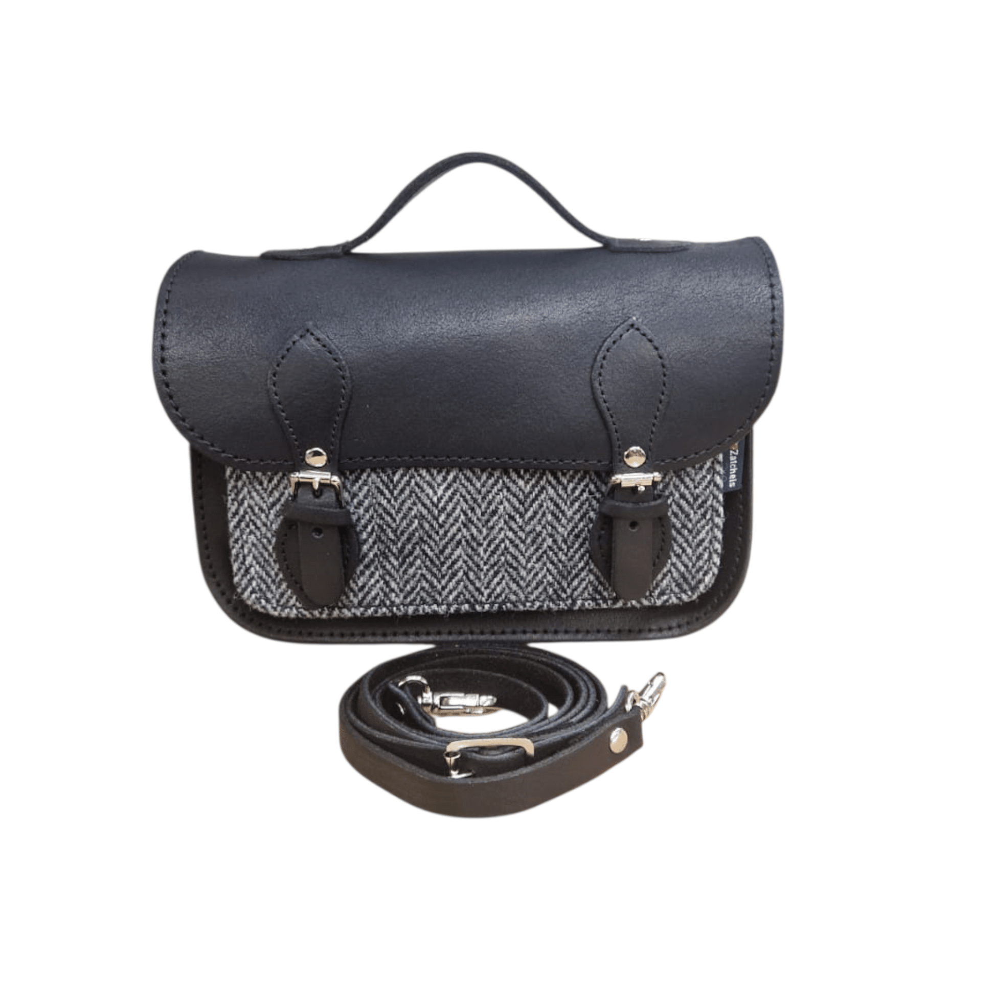 Midi Tannery & Tweed Satchel - Black - Bascora