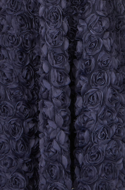 Navy Applique Floral Skater Dress - Bascora