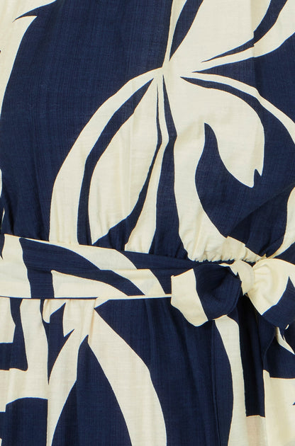 Navy Geo Swirl Print Halter Maxi Dress - Bascora