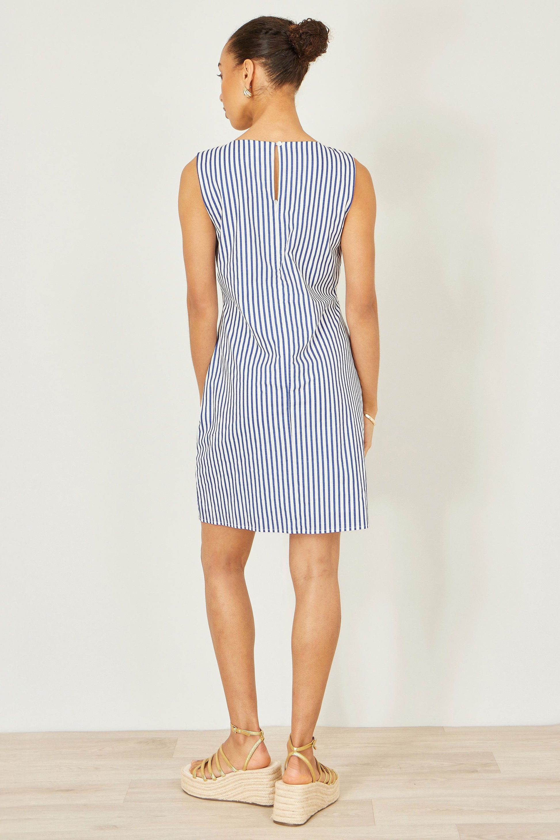 Navy Stripe Cotton Shift Dress - Bascora