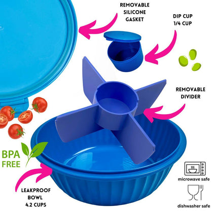 Yumbox Poke Bowl - Leakproof Salad Bowl with 4 Compartment Divider