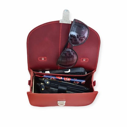 Olympia Handmade Leather Crossbody Bag – Magenta