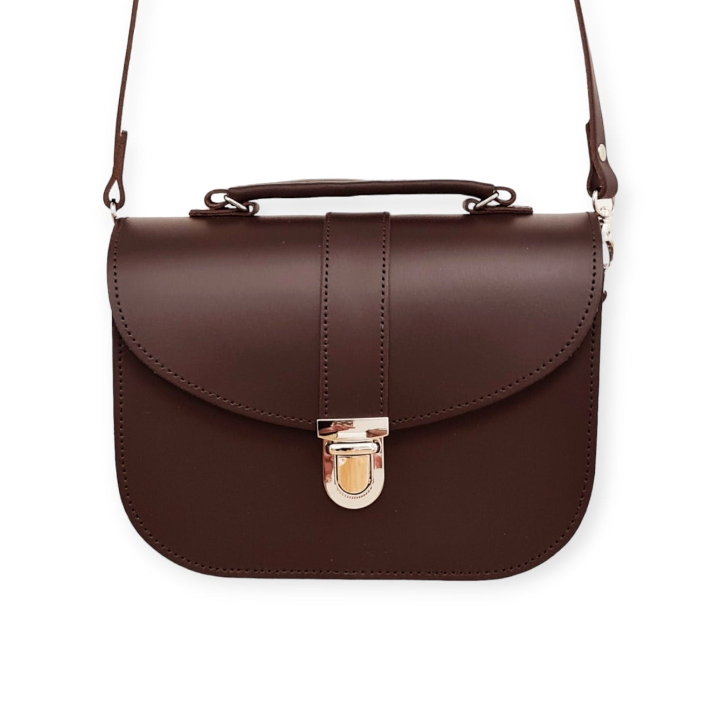 Olympia Handmade Leather Bag - Dark Brown - Bascora
