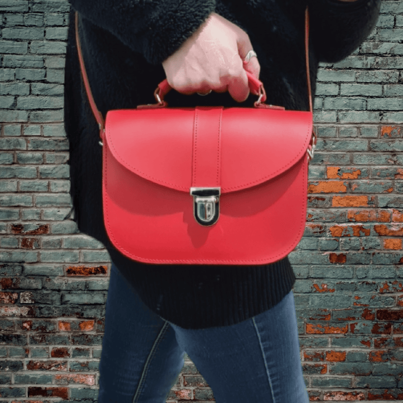 Olympia Handmade Leather Bag - Pillar Box Red - Bascora