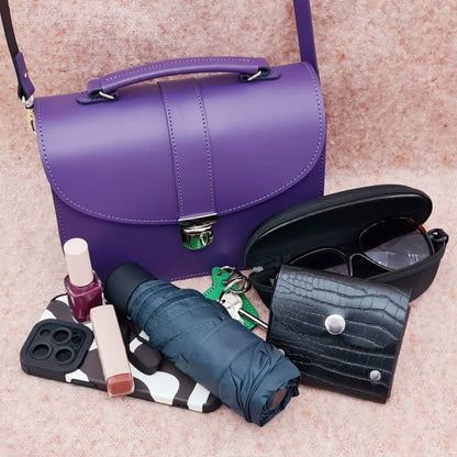 Olympia Handmade Leather Bag - Purple - Bascora