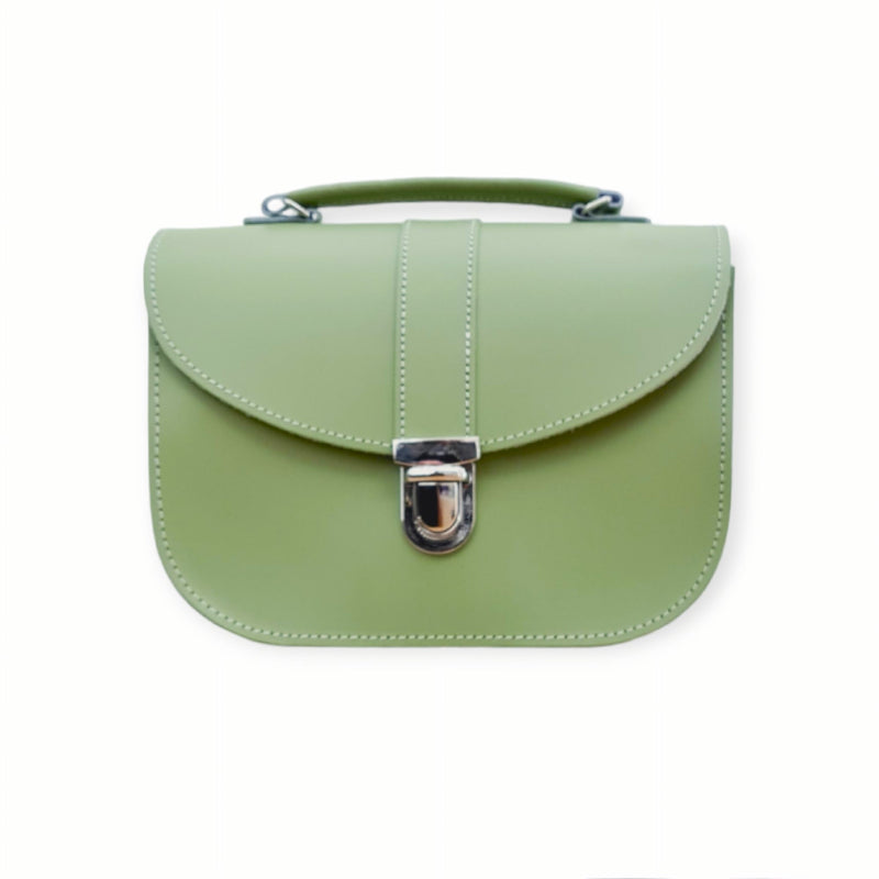 Olympia Handmade Leather Bag - Sage Green - Bascora