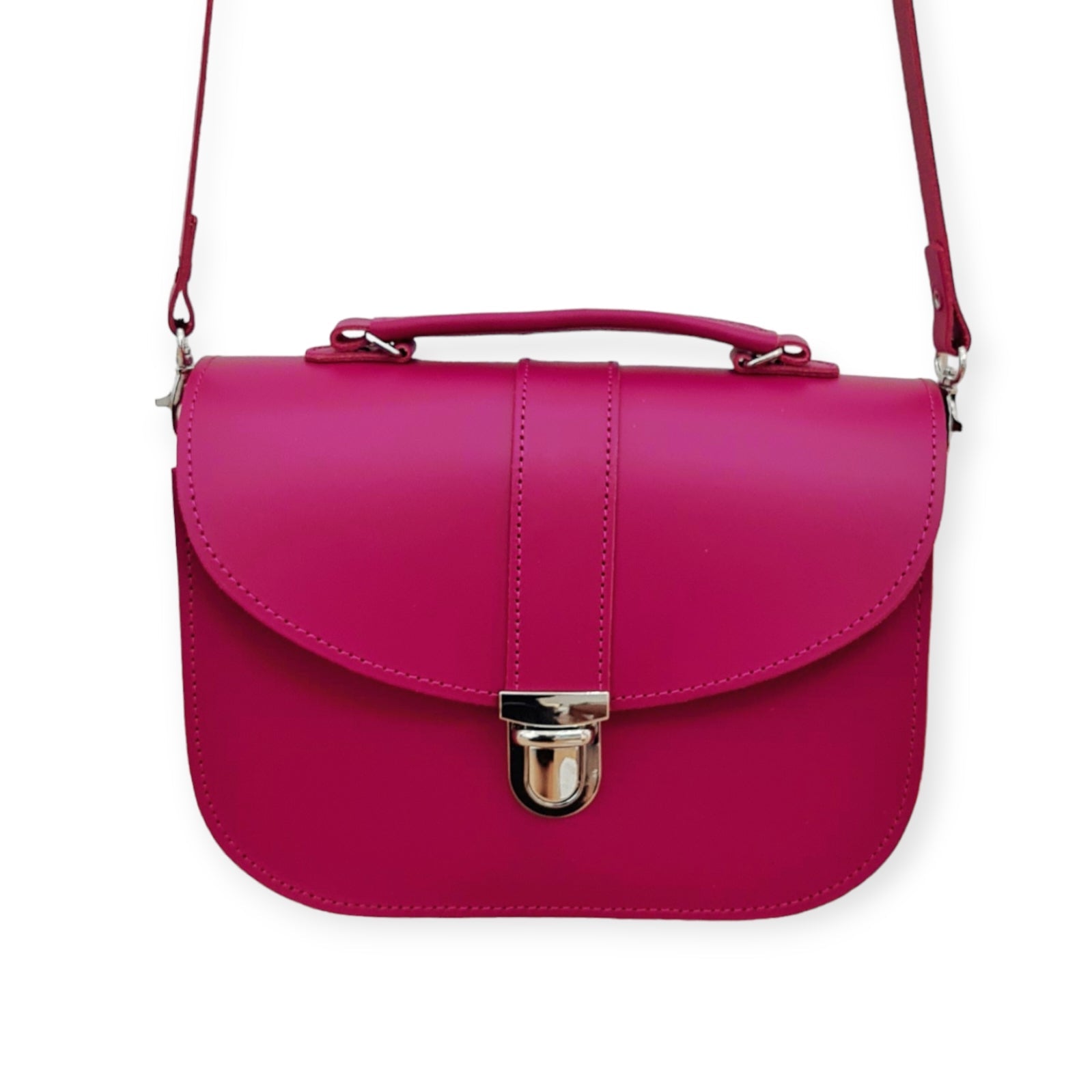 Olympia Handmade Leather Crossbody Bag – Magenta - Bascora