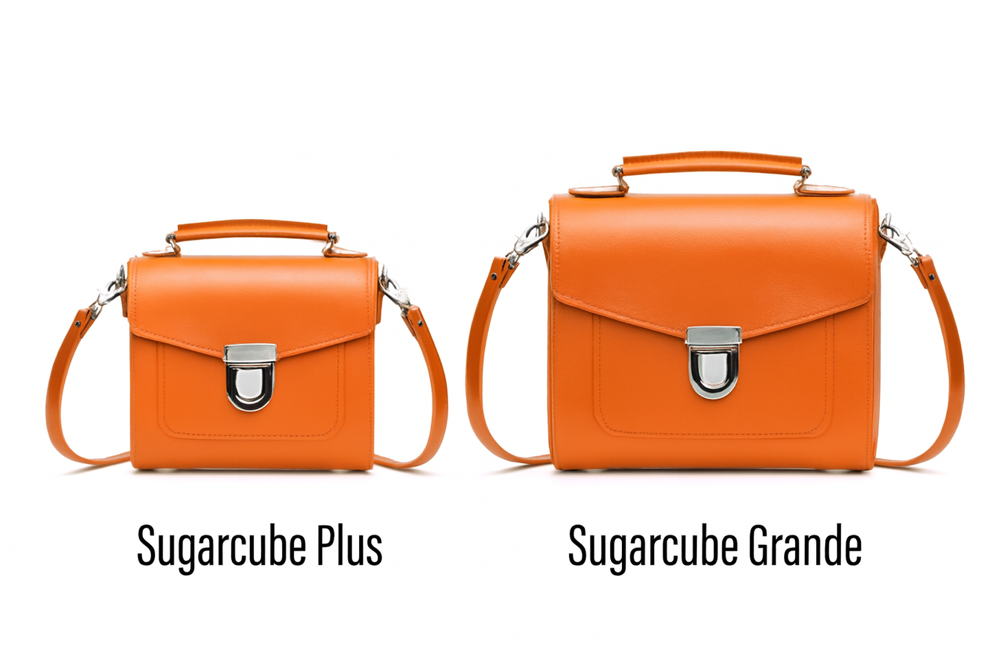 Handmade Leather Sugarcube Handbag – Orange