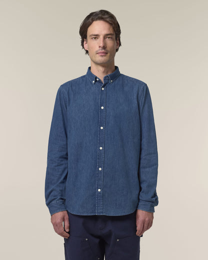 Organic Cotton Long Sleeve Denim Shirt: Mens - Bascora