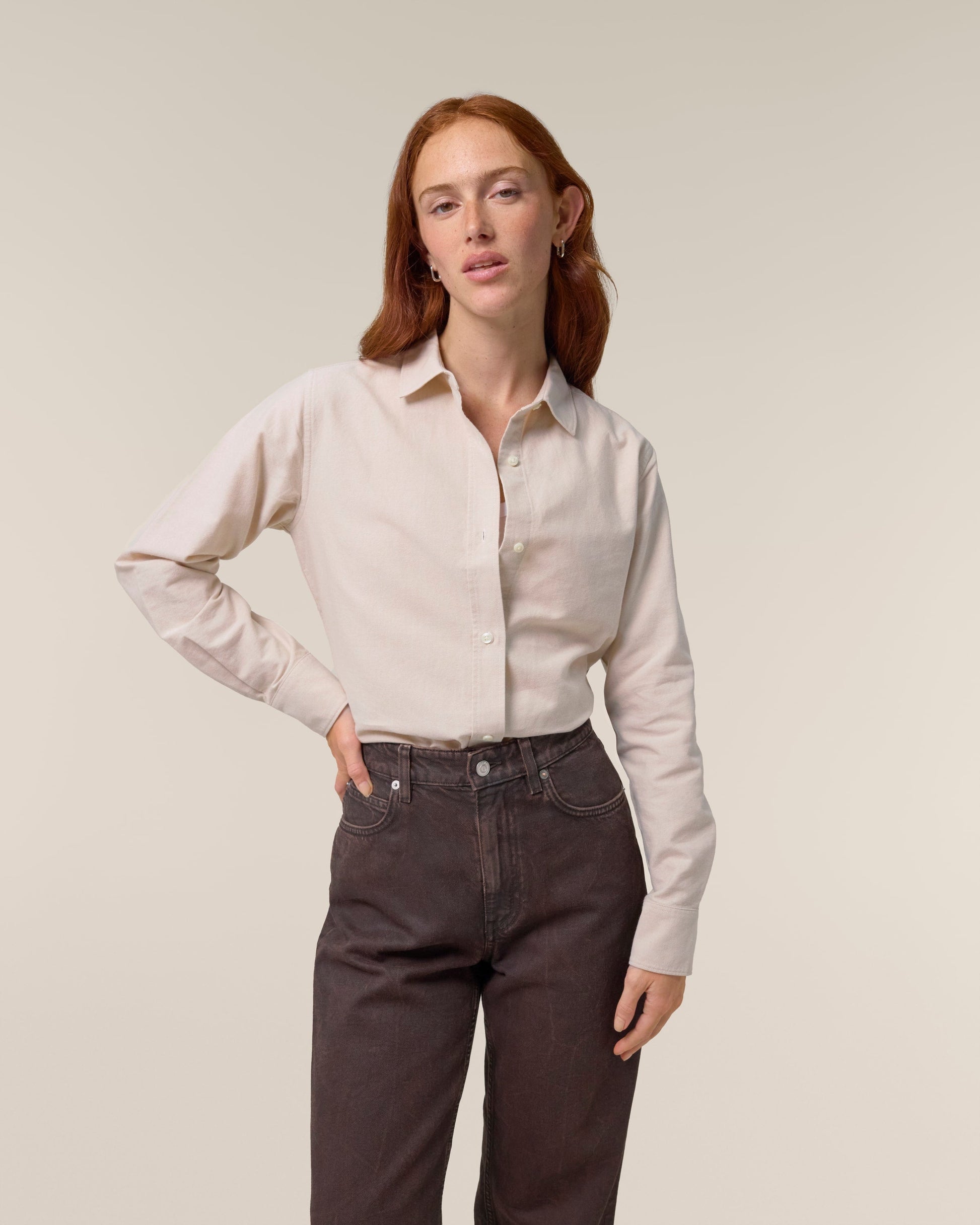 Organic Cotton Oxford Long Sleeve Shirt — Womens - Bascora