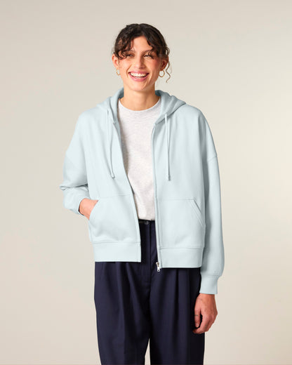 Organic Dropped Shoulder Zipped Hoodie - Womens - Bascora