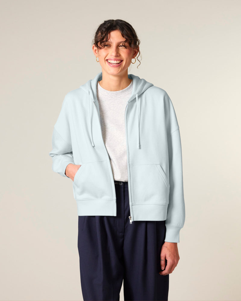 Organic Dropped Shoulder Zipped Hoodie - Womens - Bascora