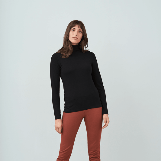 Organic Long Sleeve Stretch Turtleneck T-Shirt Women’s