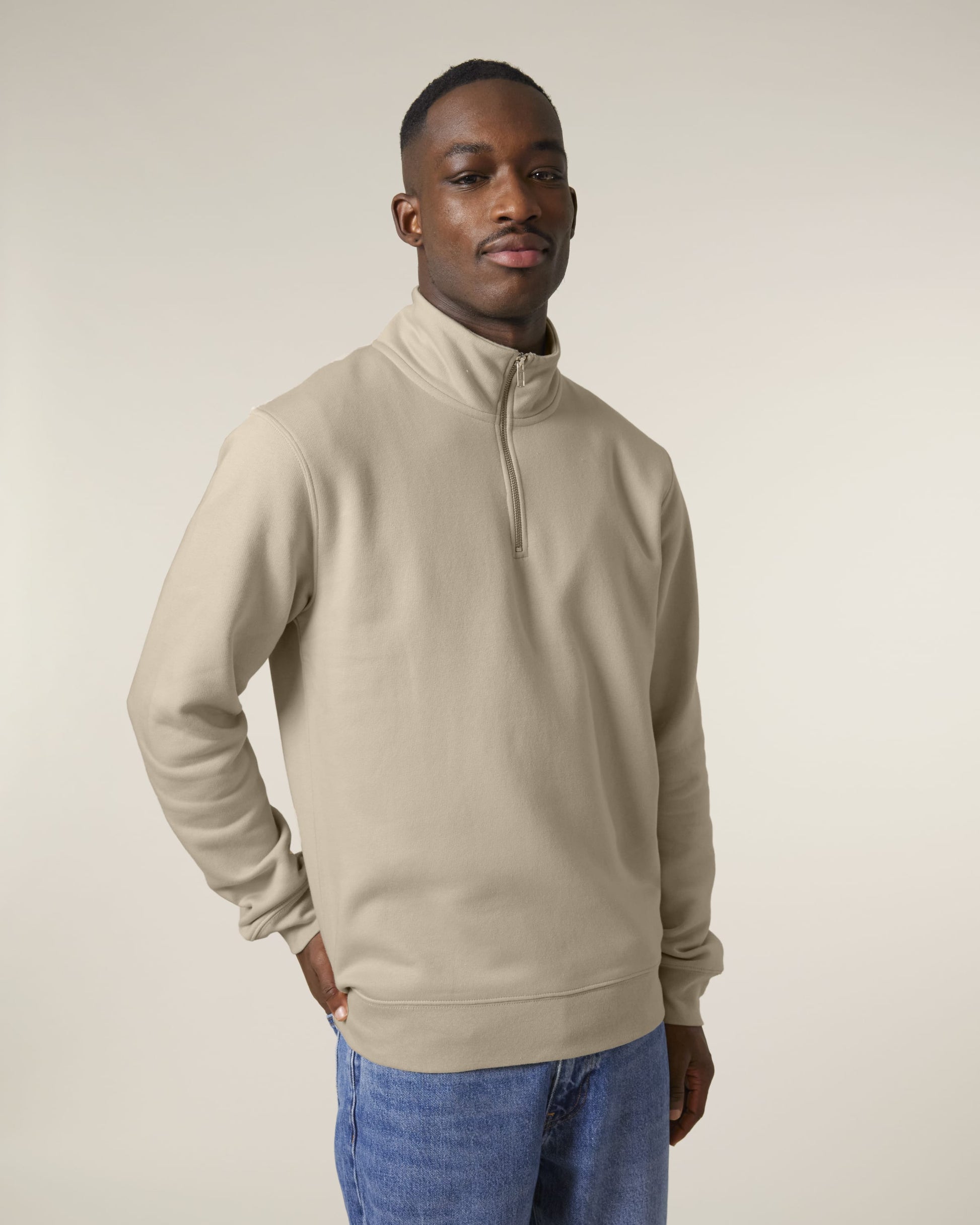 Organic Zip Neck Sweatshirt — Unisex - Bascora