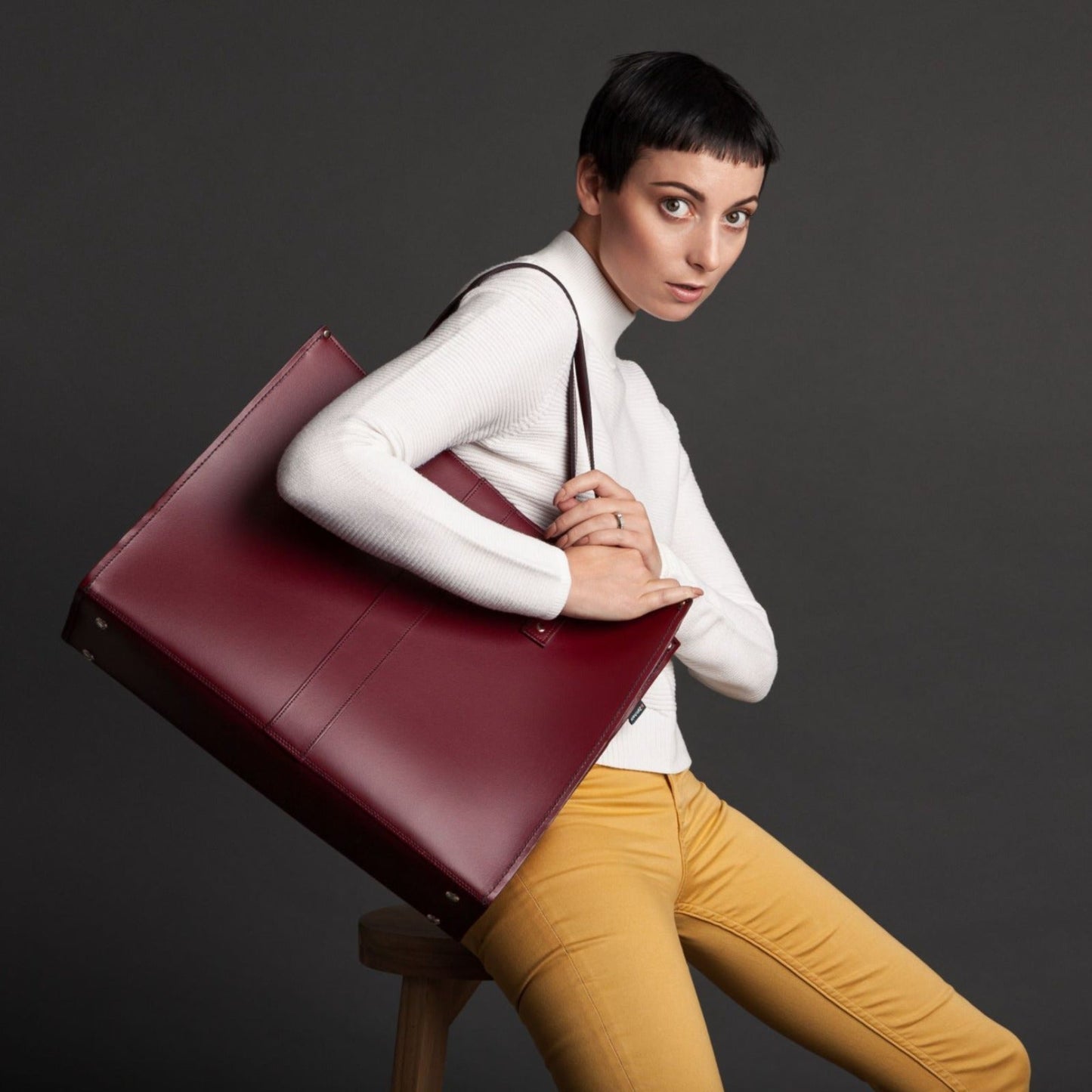 Handmade Leather Shopper – Marsala Red