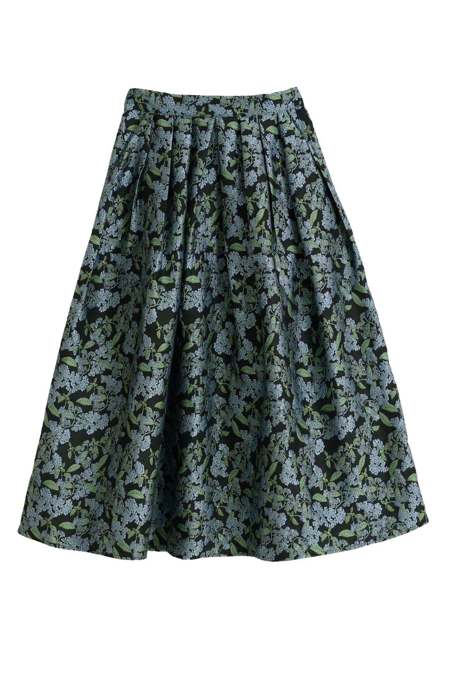 Pasadena Blossom Jacquard Midi Skirt - Black - Bascora