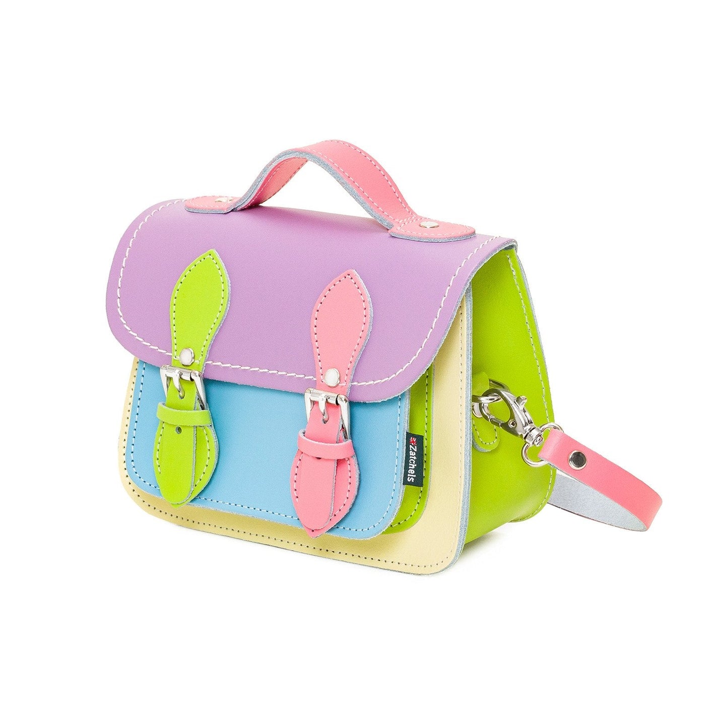 Handmade Leather Micro Satchel – Pastel Kaleidoscope