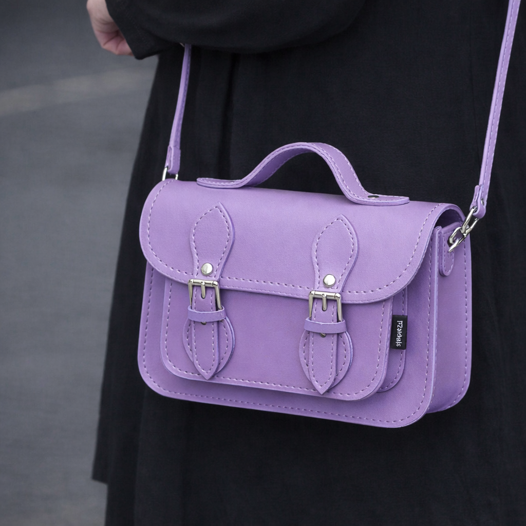 Handmade Leather Micro Satchel – Pastel Violet