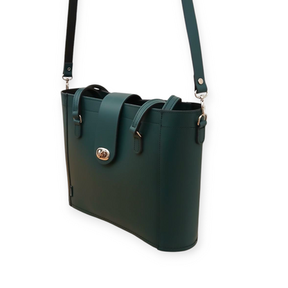 Leather Mini Twist Lock Shopper Bag – Pine
