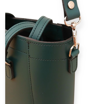 Leather Mini Twist Lock Shopper Bag – Pine