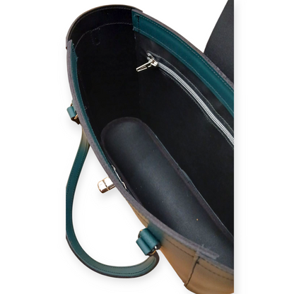 Leather Mini Twist Lock Shopper Bag – Pine