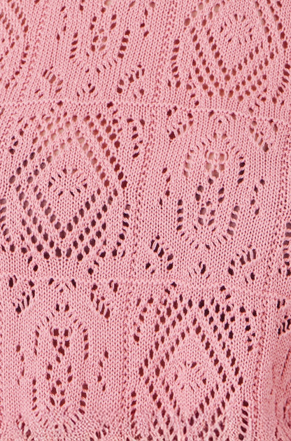 Pink Cotton Crochet Knitted Top - Bascora