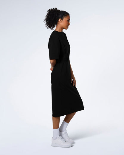 Pleated Waist Organic T-Shirt Dress - Bascora