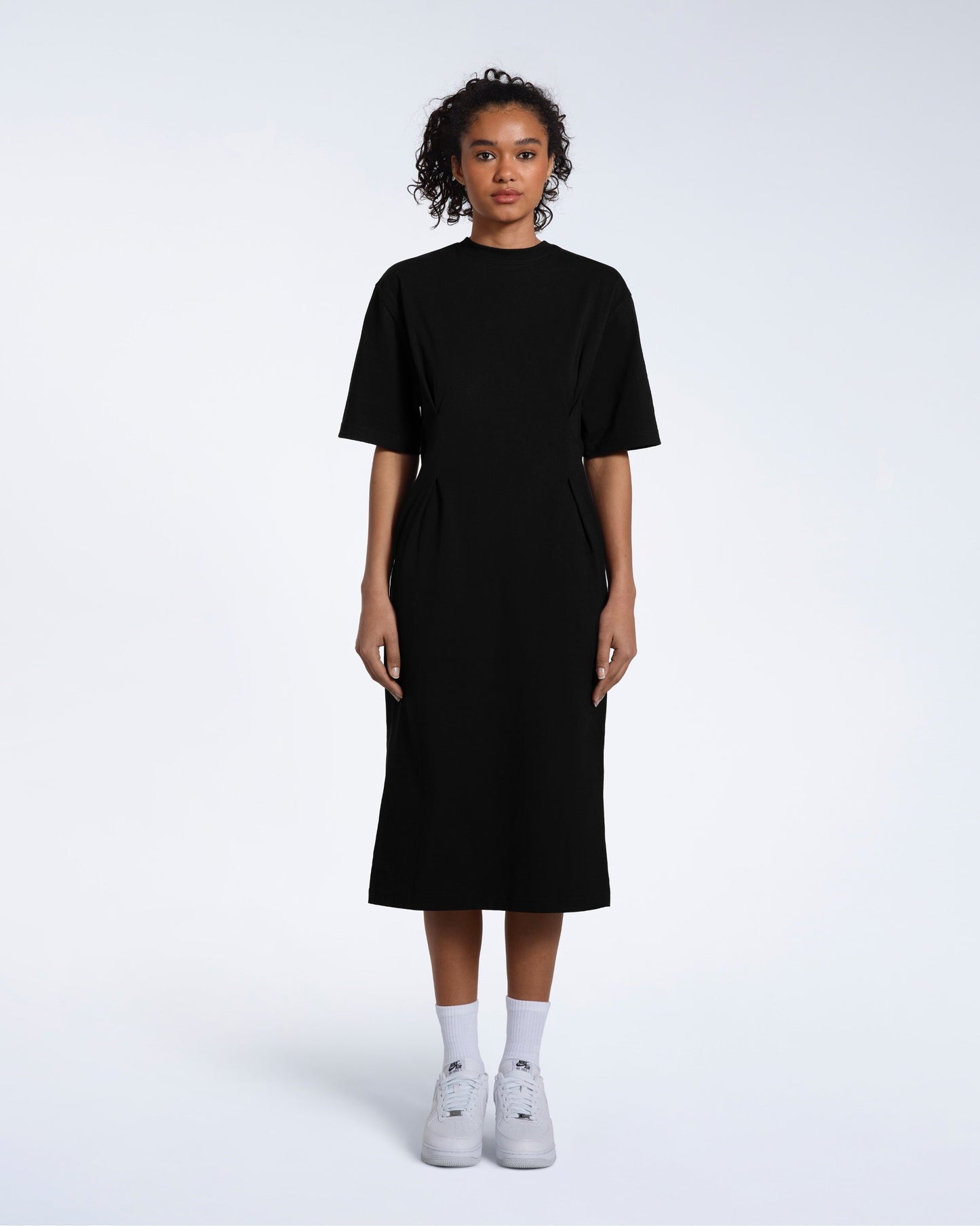 Pleated Waist Organic T-Shirt Dress - Bascora