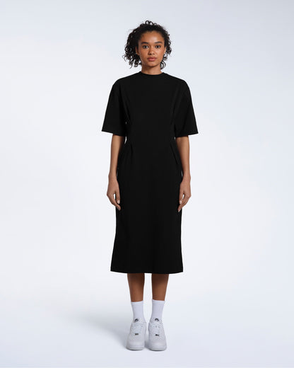 Pleated Waist Organic T-Shirt Dress - Bascora