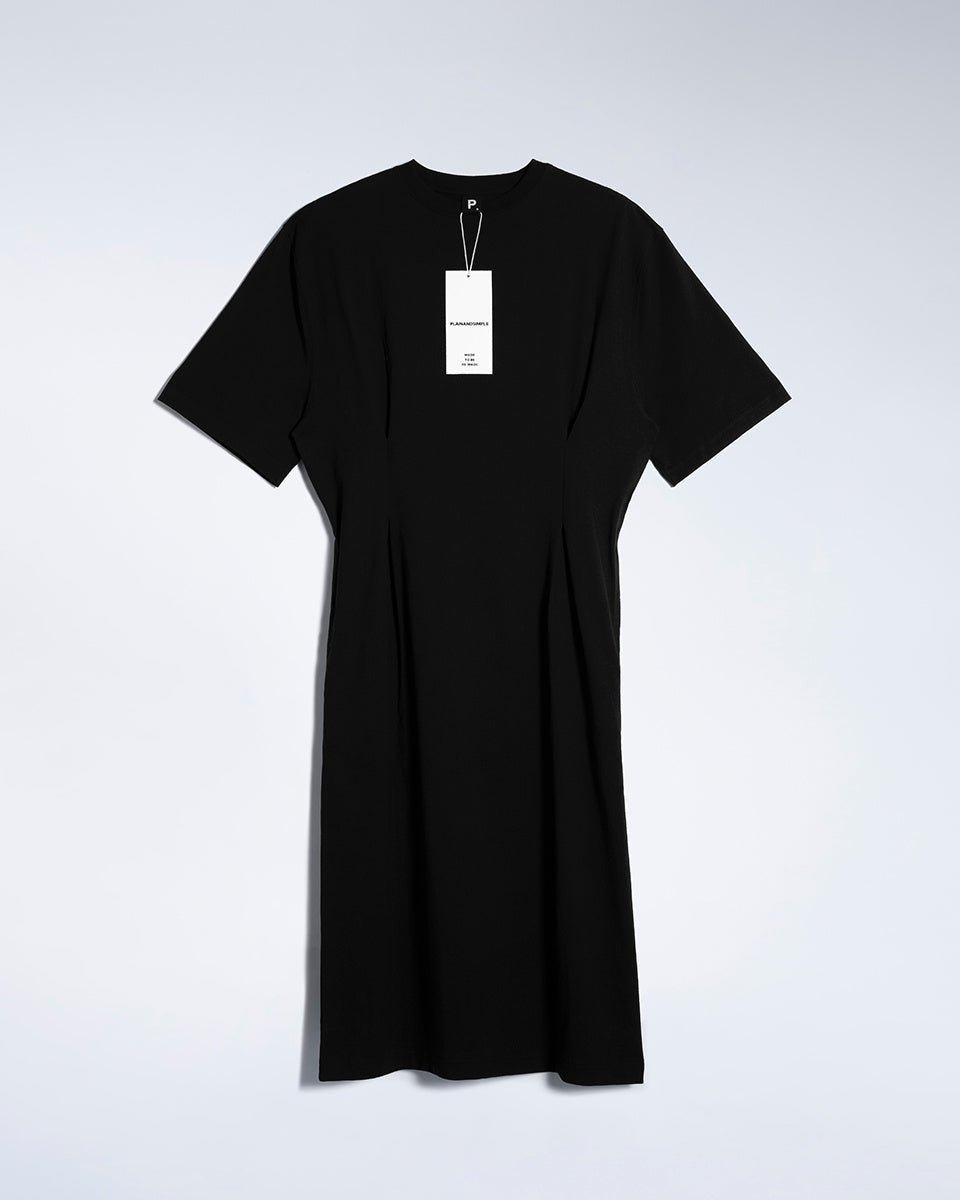 Pleated Waist Organic T-Shirt Dress - Bascora