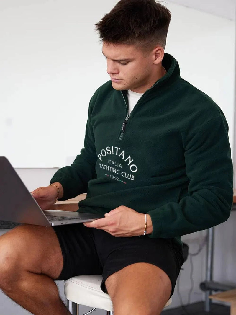Positano Yacht Fleece – Quarter Zip Green - Bascora