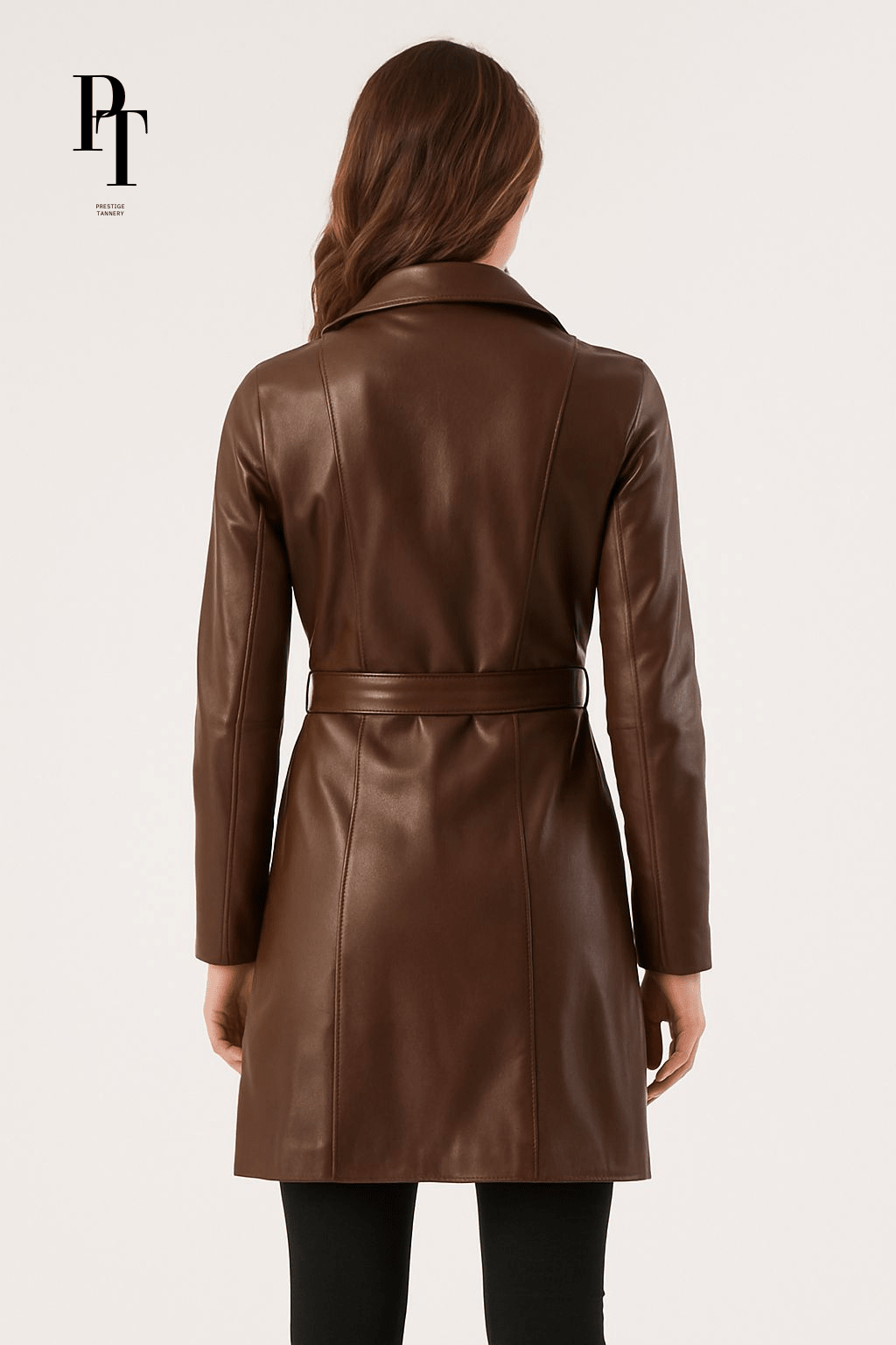 Prestige Tannery Brown Leather Trench Coat - Bascora