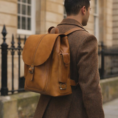 Men's Leather Tannery Backpack - Tan