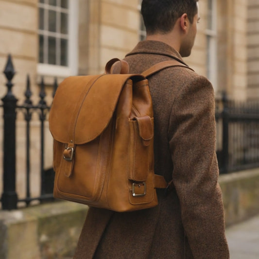 Men's Leather Tannery Backpack - Tan